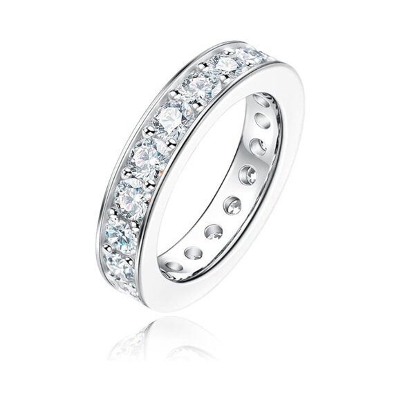 Certified 2ct Moissanite Ring 18K White Gold Wedding Band Promise Ring